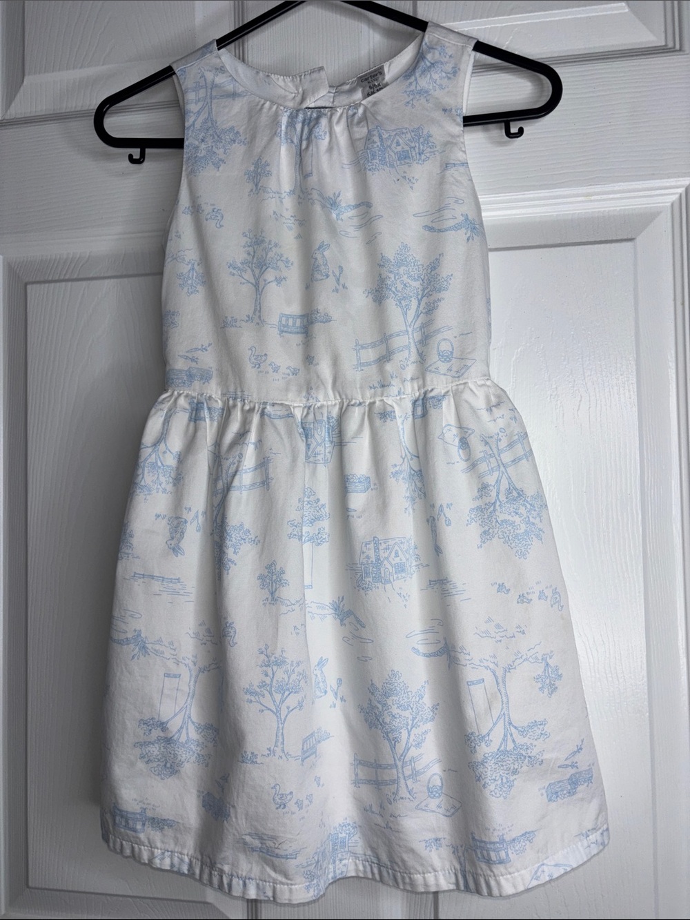 Carter's White Dress with Pale Blue Print